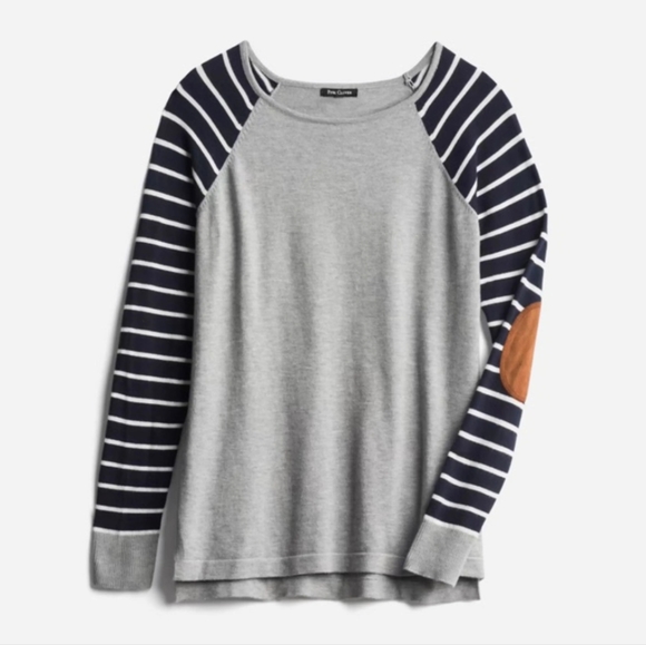 NWT Pink Clover Jayden Elbow Patch pullover sweater in grey - Picture 1 of 5